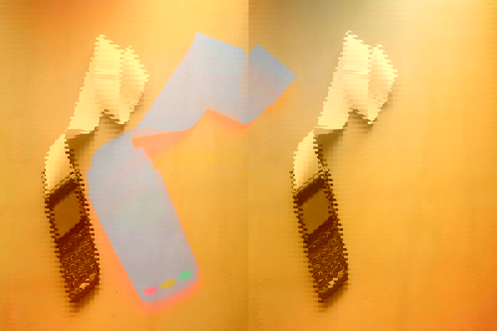 A card machine dispensing a receipt