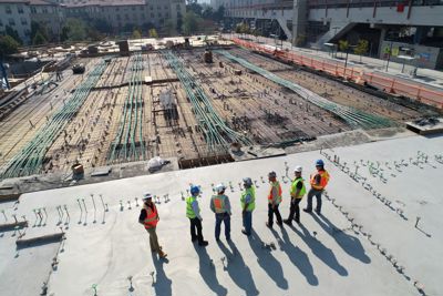 Birds eye view of a construction site